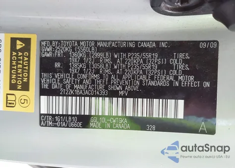 2010 Lexus Rx 350 from USA, damaged, VIN 2T2ZK1BA3AC014393